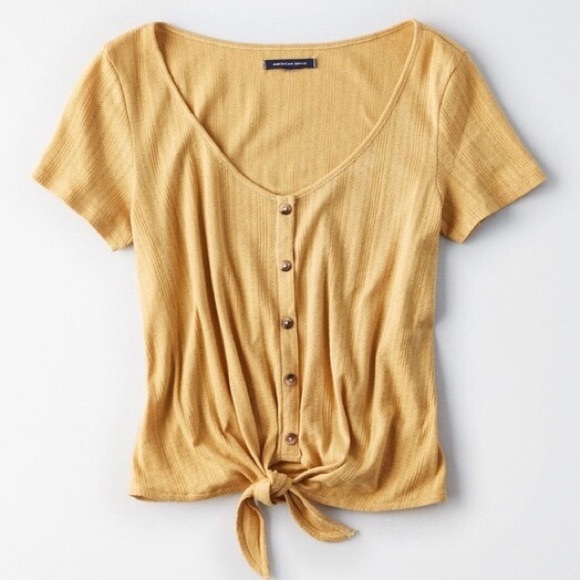 American Eagle Outfitters Tops - $5 W/ BUNDLE American Eagle Yellow Button Tie Top